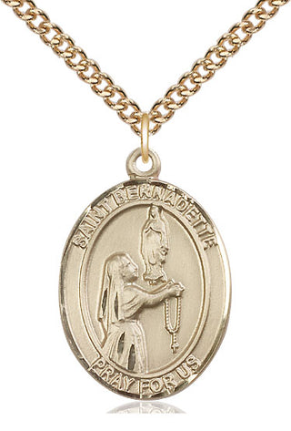 14kt Gold Filled Saint Bernadette Medal Catholic Jewelry Engraved Catholic Saint Jewelry