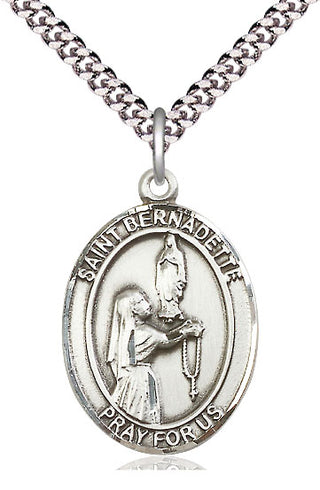Pewter Saint Bernadette Medal Catholic Jewelry Engraved Catholic Saint Jewelry