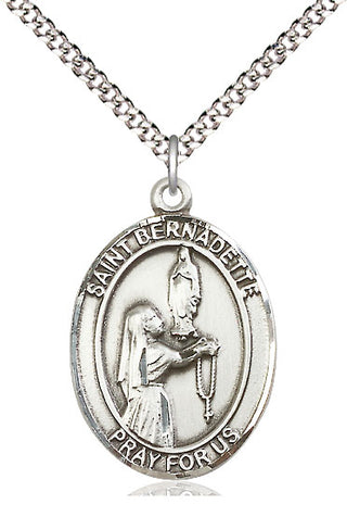 Pewter Saint Bernadette Medal Catholic Jewelry Engraved Catholic Saint Jewelry