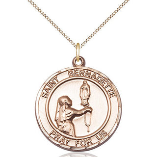 14kt Gold Filled Saint Bernadette Medal Catholic Jewelry Engraved Catholic Saint Jewelry