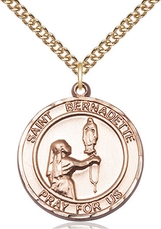 14kt Gold Filled Saint Bernadette Medal Catholic Jewelry Engraved Catholic Saint Jewelry