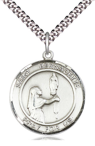 Pewter Saint Bernadette Medal Catholic Jewelry Engraved Catholic Saint Jewelry