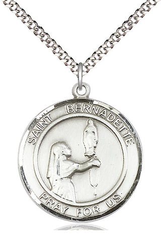 Pewter Saint Bernadette Medal Catholic Jewelry Engraved Catholic Saint Jewelry