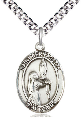 Sterling Silver Saint Bernadette Medal Catholic Jewelry Engraved Catholic Saint Jewelry