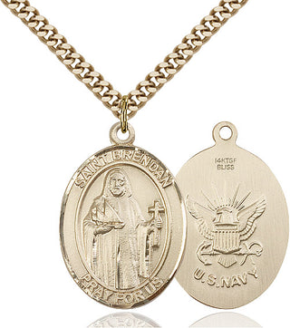 14kt Gold Filled Saint Brendan Navy Medal Catholic Jewelry