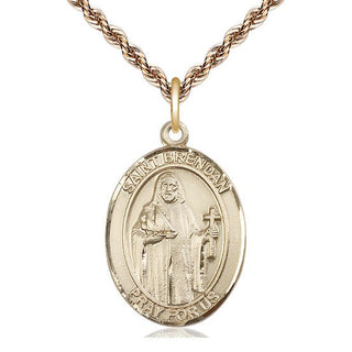 14kt Gold Saint Brendan the Navigator Medal Engraved Catholic Saint Jewelry