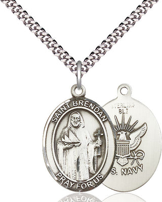 Pewter Saint Brendan Navy Medal Catholic Jewelry