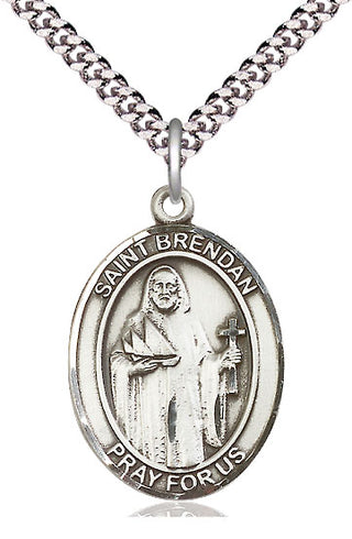 Pewter Saint Brendan the Navigator Medal Catholic Jewelry Engraved Catholic Saint Jewelry