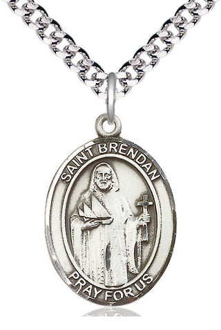 Sterling Silver Saint Brendan the Navigator Medal Catholic Jewelry Engraved Catholic Saint Jewelry