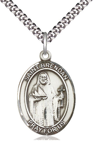 Sterling Silver Saint Brendan the Navigator Medal Catholic Jewelry Engraved Catholic Saint Jewelry