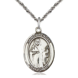 Sterling Silver Saint Brendan the Navigator Medal Catholic Jewelry Engraved Catholic Saint Jewelry