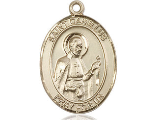 14kt Gold Filled Saint Camillus of Lellis Medal Engraved Catholic Saint Jewelry