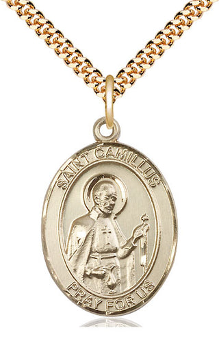 14kt Gold Filled Saint Camillus of Lellis Medal Catholic Jewelry Engraved Catholic Saint Jewelry