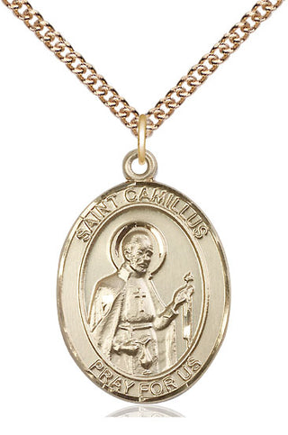14kt Gold Filled Saint Camillus of Lellis Medal Catholic Jewelry Engraved Catholic Saint Jewelry