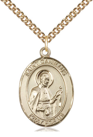 14kt Gold Filled Saint Camillus of Lellis Medal Catholic Jewelry Engraved Catholic Saint Jewelry