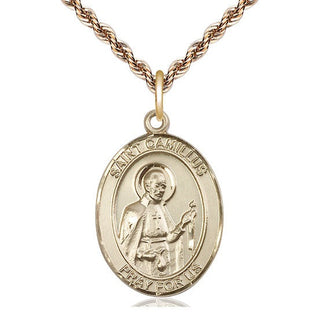 14kt Gold Filled Saint Camillus of Lellis Medal Catholic Jewelry Engraved Catholic Saint Jewelry