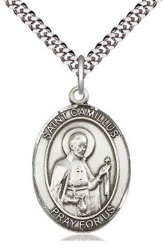Pewter Saint Camillus of Lellis Medal Catholic Jewelry Engraved Catholic Saint Jewelry