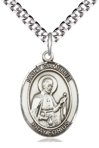 Pewter Saint Camillus of Lellis Medal Catholic Jewelry Engraved Catholic Saint Jewelry
