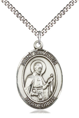 Pewter Saint Camillus of Lellis Medal Catholic Jewelry Engraved Catholic Saint Jewelry