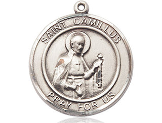 Pewter Saint Camillus of Lellis Medal Engraved Catholic Saint Jewelry