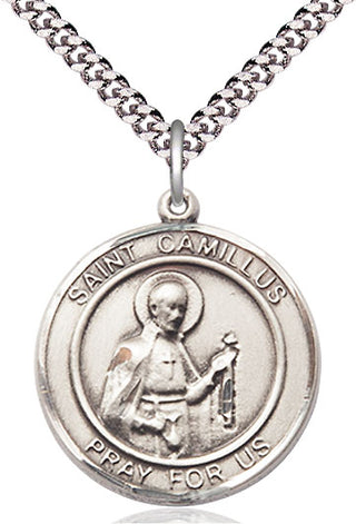 Pewter Saint Camillus of Lellis Medal Catholic Jewelry Engraved Catholic Saint Jewelry