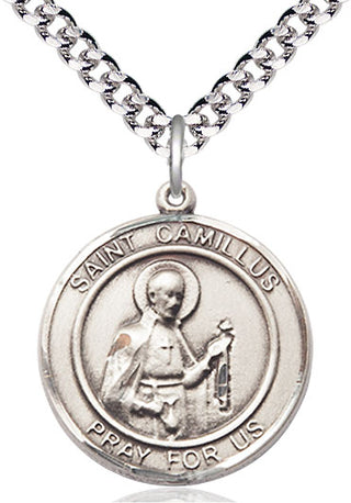 Pewter Saint Camillus of Lellis Medal Catholic Jewelry Engraved Catholic Saint Jewelry