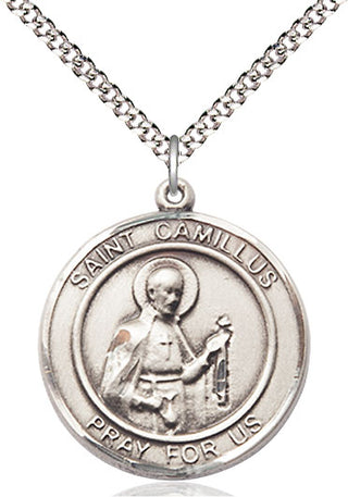 Pewter Saint Camillus of Lellis Medal Catholic Jewelry Engraved Catholic Saint Jewelry
