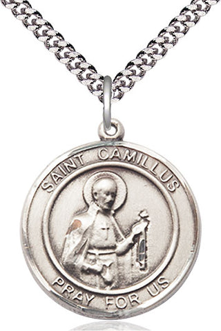 Pewter Saint Camillus of Lellis Medal Catholic Jewelry Engraved Catholic Saint Jewelry