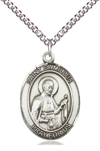 Sterling Silver Saint Camillus of Lellis Medal Catholic Jewelry Engraved Catholic Saint Jewelry
