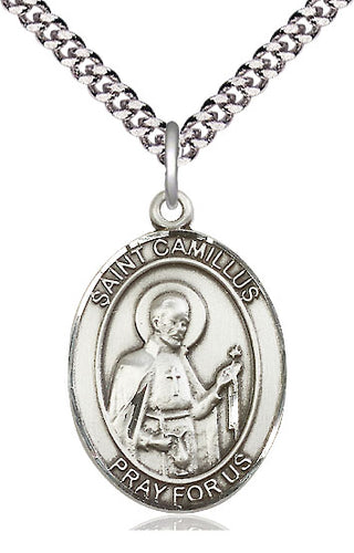 Sterling Silver Saint Camillus of Lellis Medal Catholic Jewelry Engraved Catholic Saint Jewelry