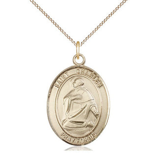 14kt Gold Saint Charles Borromeo Medal Engraved Catholic Saint Jewelry