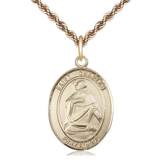 14kt Gold Saint Charles Borromeo Medal Engraved Catholic Saint Jewelry