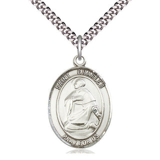 Sterling Silver Saint Charles Borromeo Medal Catholic Jewelry Engraved Catholic Saint Jewelry
