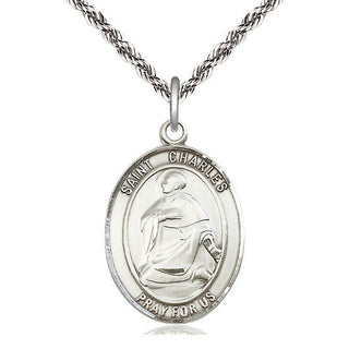 Sterling Silver Saint Charles Borromeo Medal Catholic Jewelry Engraved Catholic Saint Jewelry