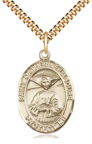 14kt Gold Filled Saint Catherine Laboure Medal Catholic Jewelry Engraved Catholic Saint Jewelry