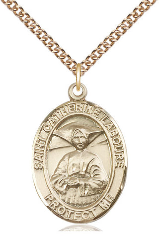 14kt Gold Filled Saint Catherine Laboure Medal Catholic Jewelry Engraved Catholic Saint Jewelry