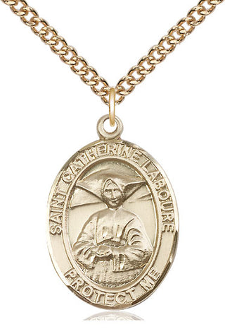 14kt Gold Filled Saint Catherine Laboure Medal Catholic Jewelry Engraved Catholic Saint Jewelry