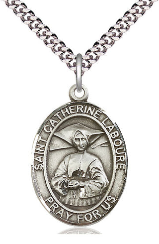 Pewter Saint Catherine Laboure Medal Catholic Jewelry Engraved Catholic Saint Jewelry