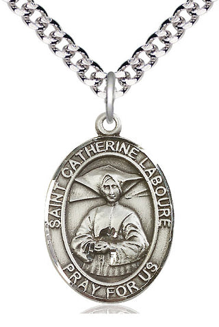 Pewter Saint Catherine Laboure Medal Catholic Jewelry Engraved Catholic Saint Jewelry