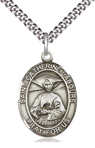 Pewter Saint Catherine Laboure Medal Catholic Jewelry Engraved Catholic Saint Jewelry