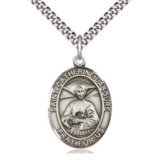 Sterling Silver Saint Catherine Laboure Medal Catholic Jewelry Engraved Catholic Saint Jewelry