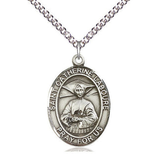 Sterling Silver Saint Catherine Laboure Medal Catholic Jewelry Engraved Catholic Saint Jewelry