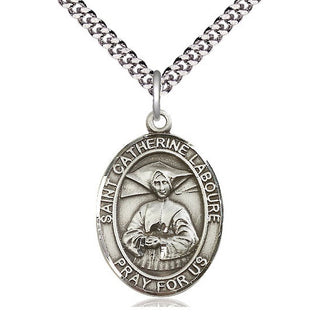 Sterling Silver Saint Catherine Laboure Medal Catholic Jewelry Engraved Catholic Saint Jewelry