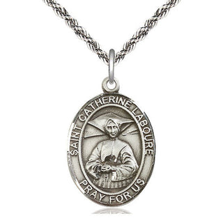 Sterling Silver Saint Catherine Laboure Medal Catholic Jewelry Engraved Catholic Saint Jewelry