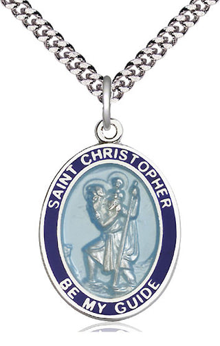 Sterling Silver Saint Christopher Medal Catholic Jewelry Engraved Catholic Saint Jewelry