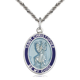 Sterling Silver Saint Christopher Medal Catholic Jewelry Engraved Catholic Saint Jewelry