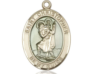 14kt Gold Filled Saint Christopher w/Epoxy Medal Engraved Catholic Saint Jewelry