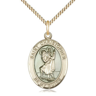 14kt Gold Filled Saint Christopher w/Epoxy Medal Catholic Jewelry Engraved Catholic Saint Jewelry