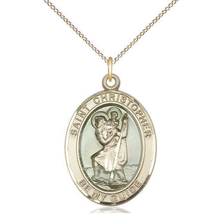 14kt Gold Filled Saint Christopher w/Epoxy Medal Catholic Jewelry Engraved Catholic Saint Jewelry