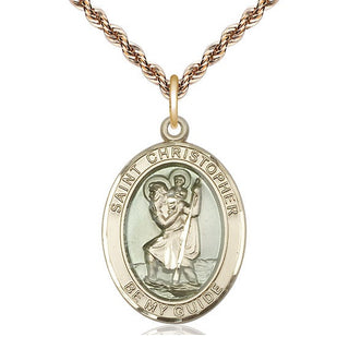 14kt Gold Filled Saint Christopher w/Epoxy Medal Catholic Jewelry Engraved Catholic Saint Jewelry